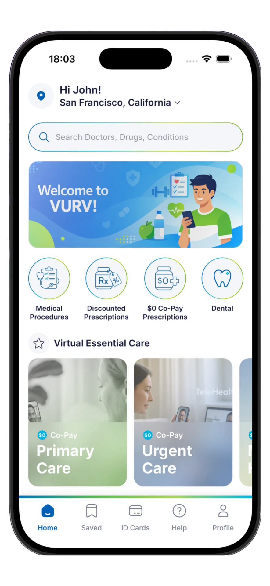Use everything from your phone — VURV Health app screen